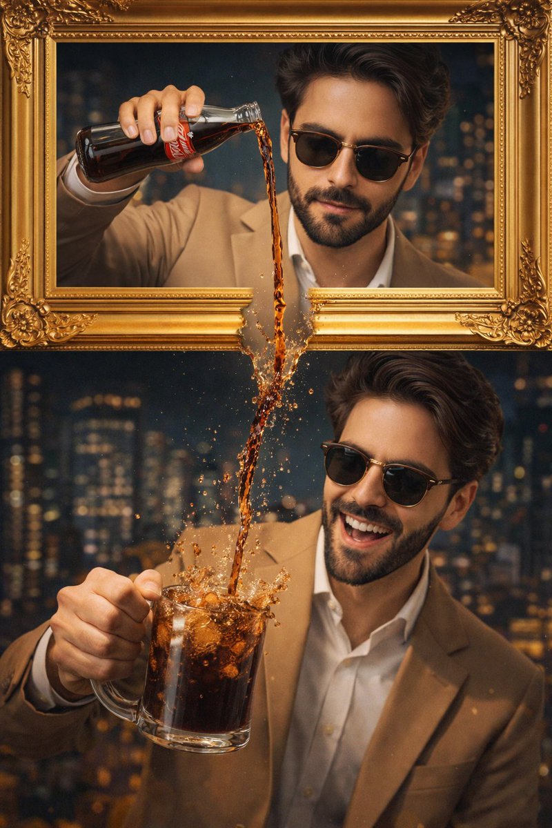 Split Frame Cola Pour