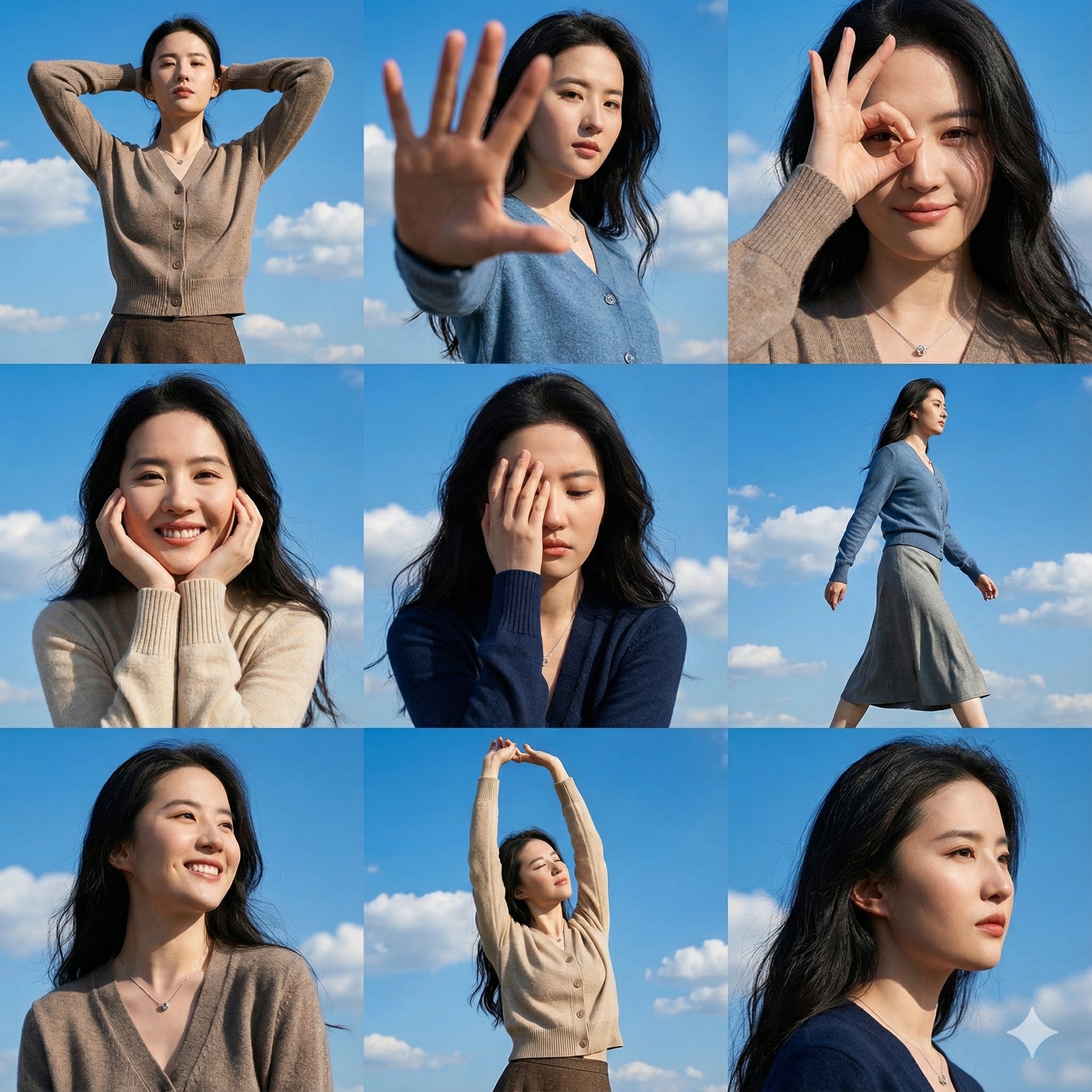 Sky-Backdrop Pose Grid