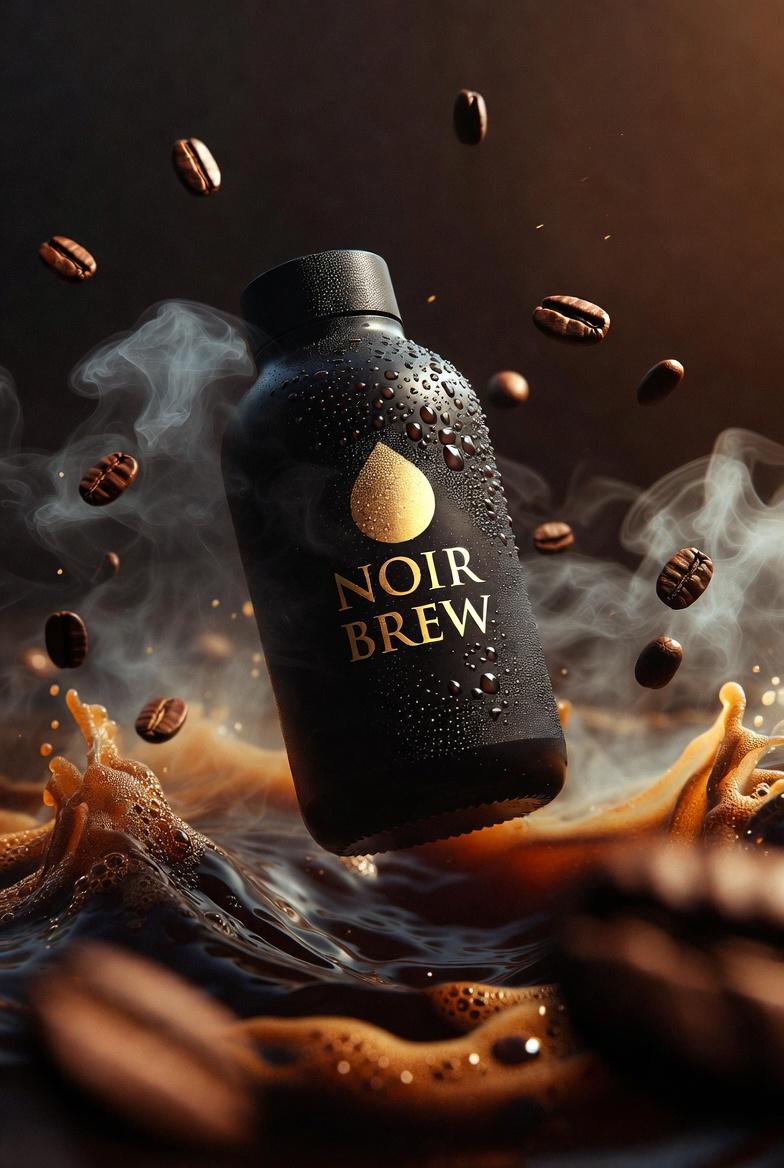 Luxury Coffee Bottle Splash Ad