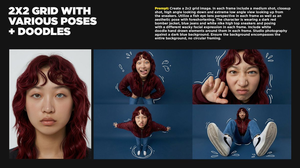 Sneaker Pose Grid With Doodles