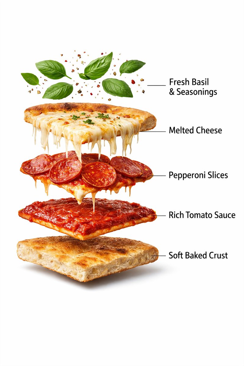 Exploded Pepperoni Pizza Diagram