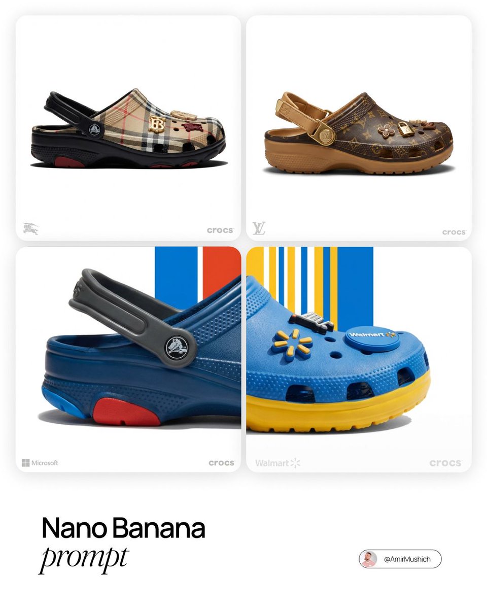 Grid of custom Crocs clogs in branded colorways and patterns on white studio backgrounds.