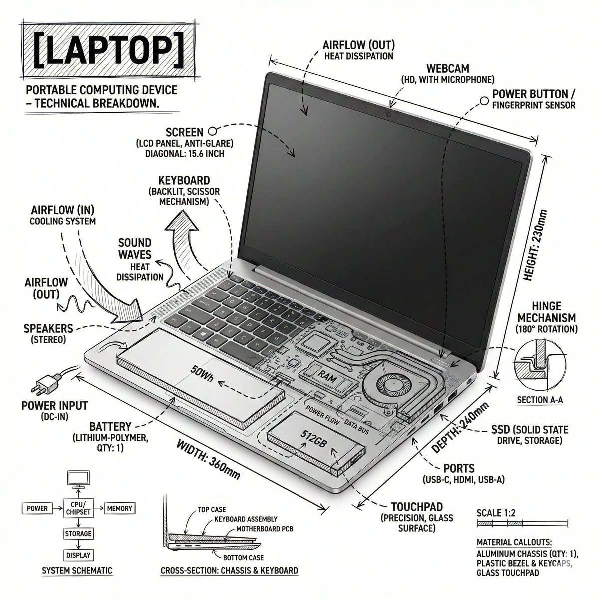 Annotated Laptop Breakdown