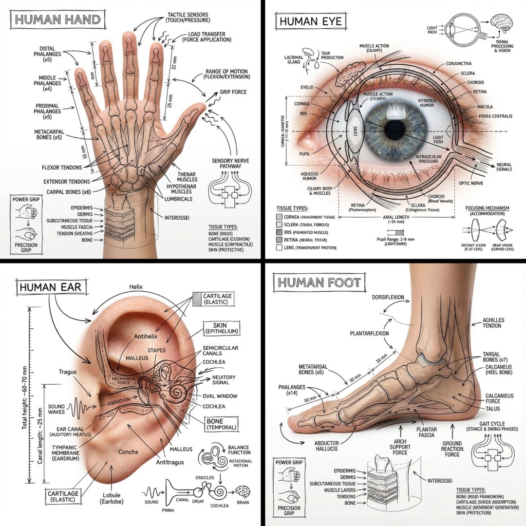 Human Hand Anatomy Infographic