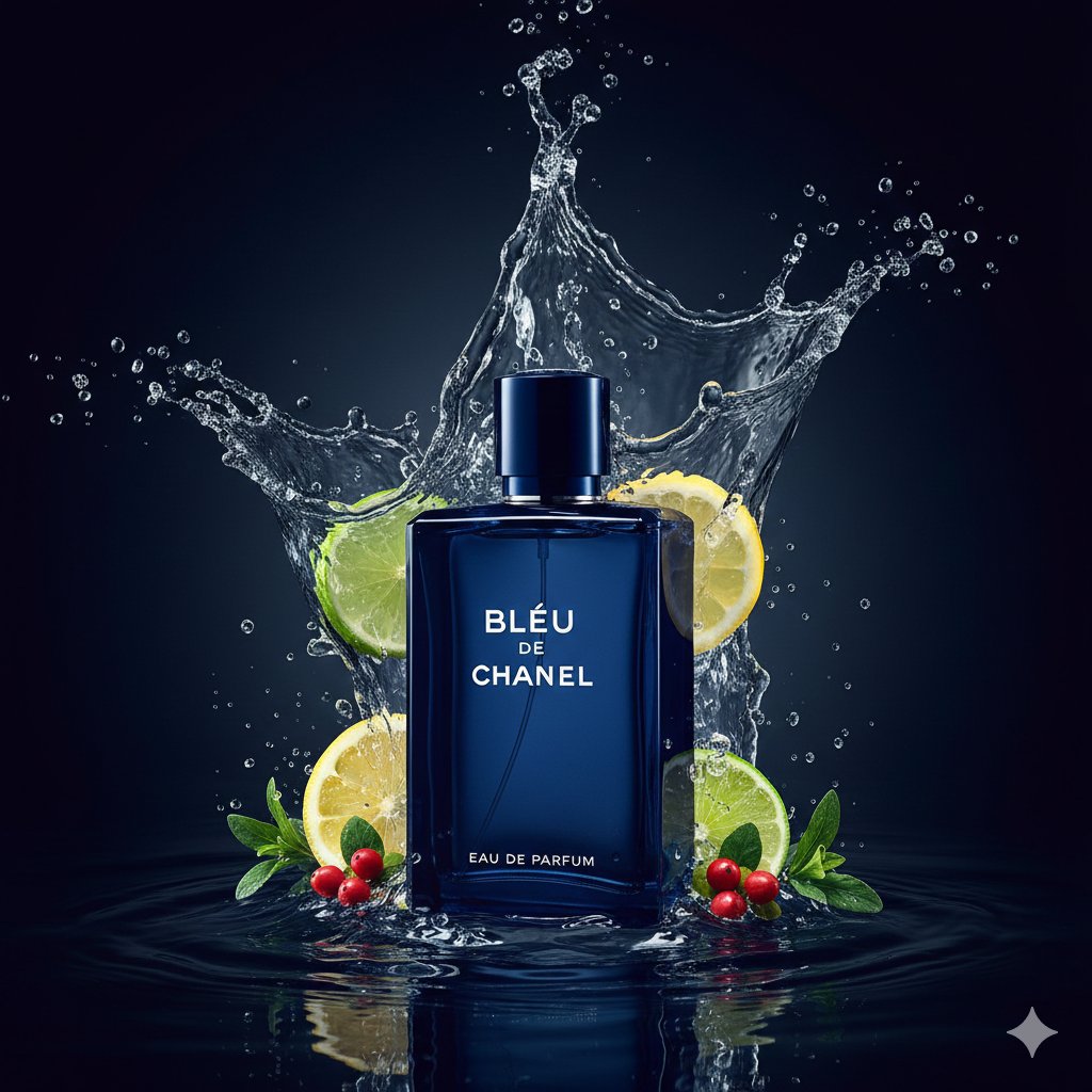Blue Citrus Perfume Splash Ad