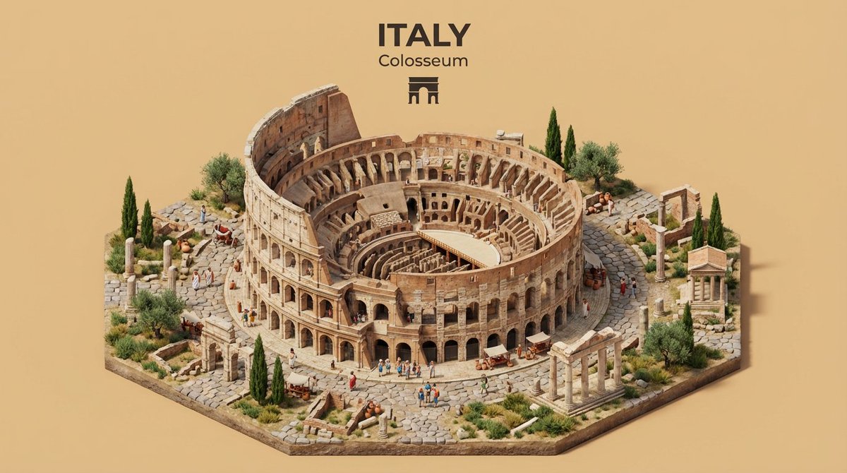 Isometric Colosseum Diorama Poster