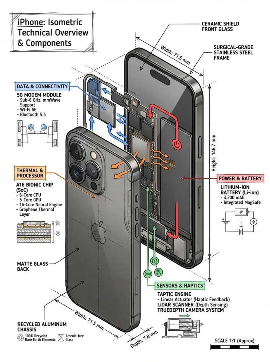 Isometric Phone Teardown Poster