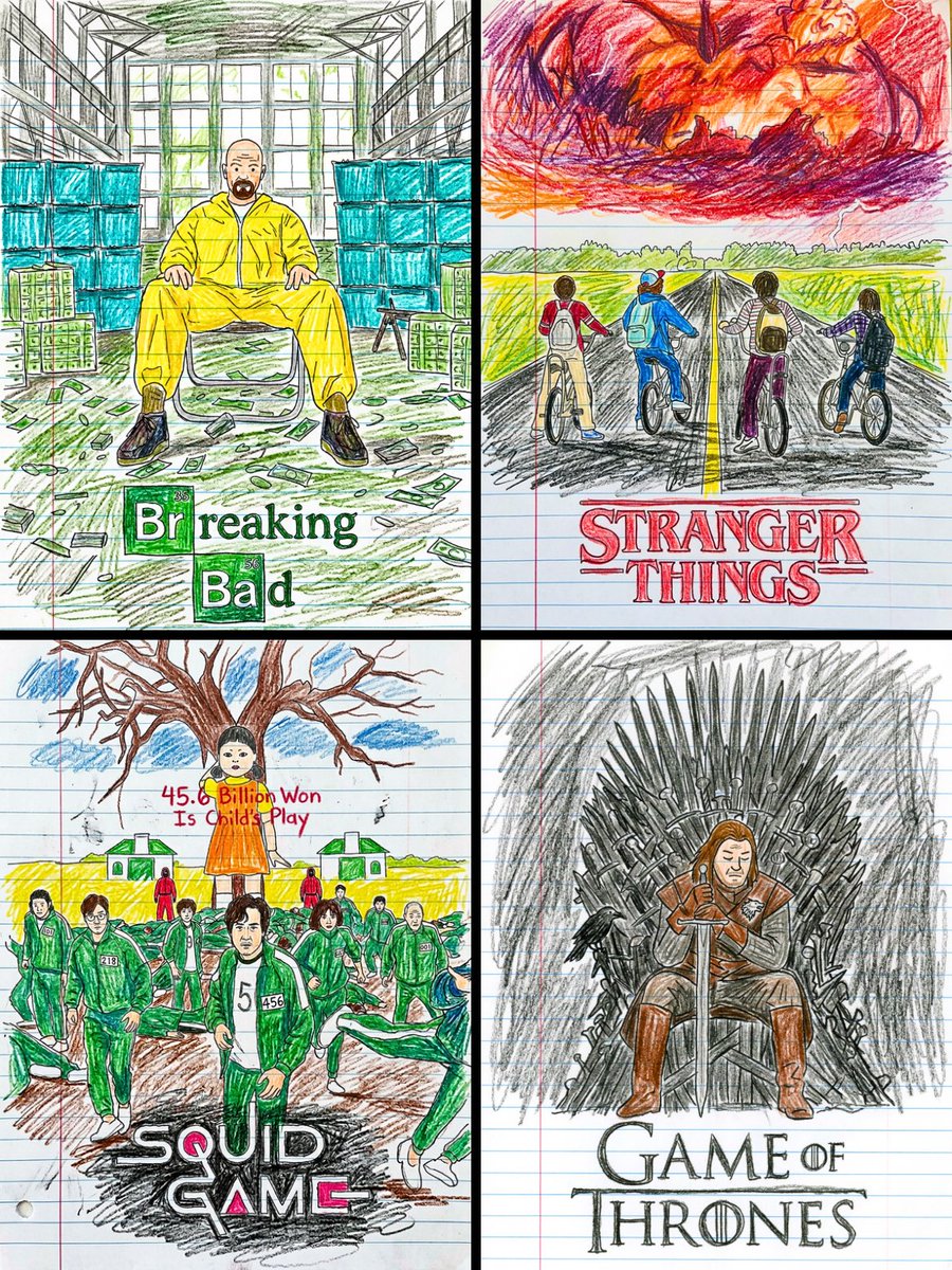 Movie Poster Crayon Drawing