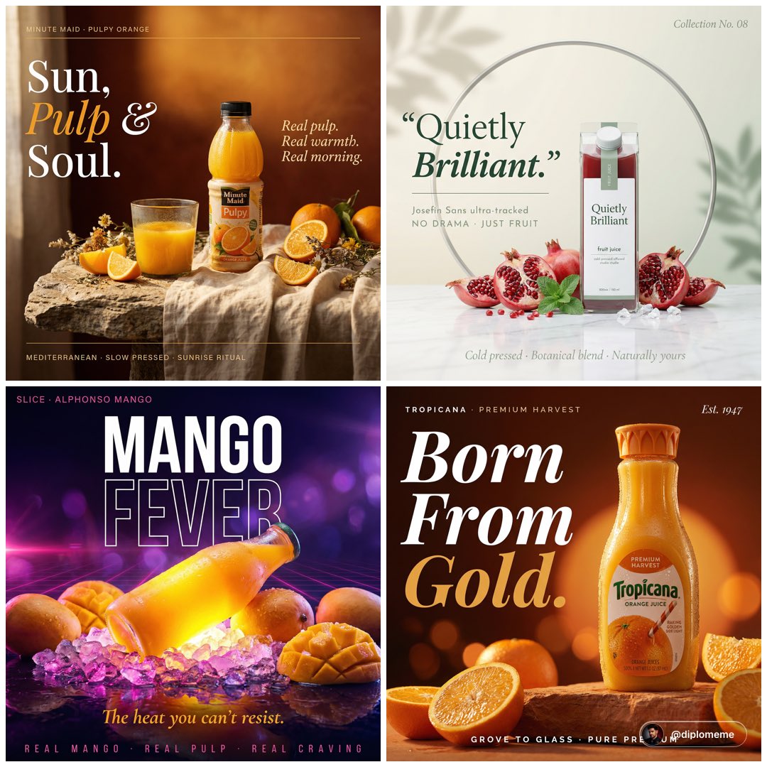 Premium Fruit Juice Ad Posters