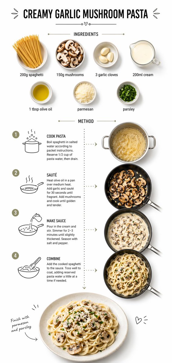Creamy Garlic Pasta Infographic