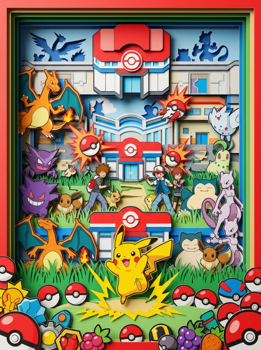 Pokémon Paper Cutaway Poster