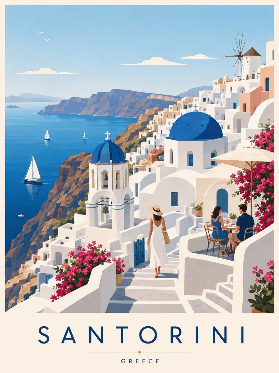 Santorini Travel Poster