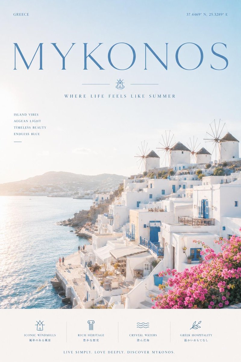 Mykonos Luxury Travel Poster