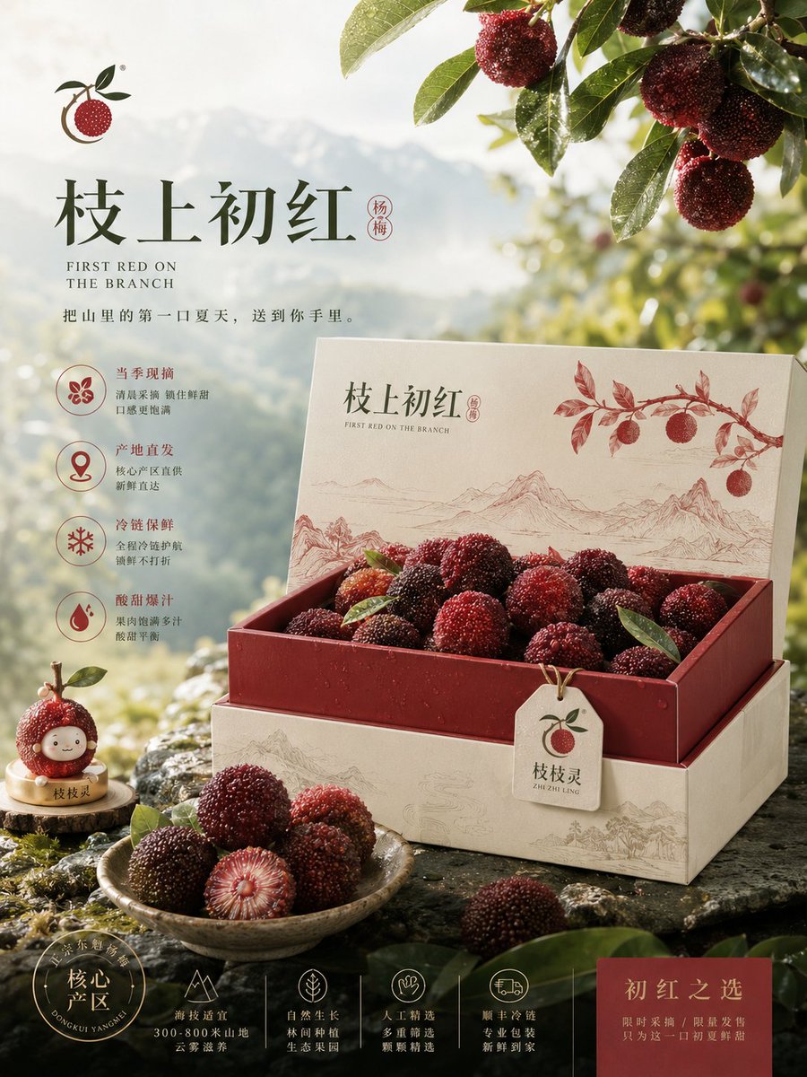 Fresh Yangmei Brand Proposal Board