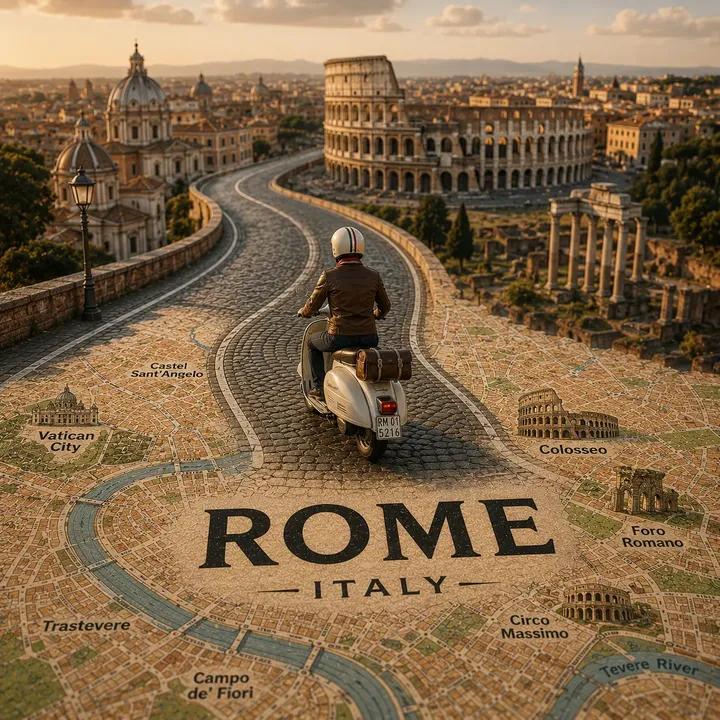 Rome Map Scooter Diorama