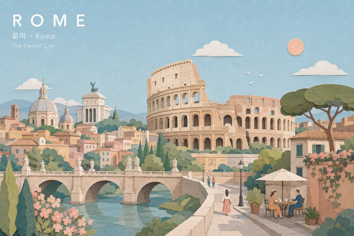 Rome Paper Collage Poster
