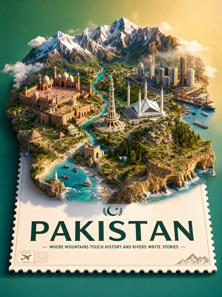 Pakistan Travel Stamp Poster