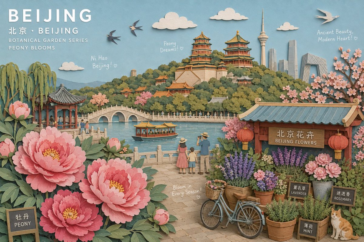 Beijing Botanical Travel Poster