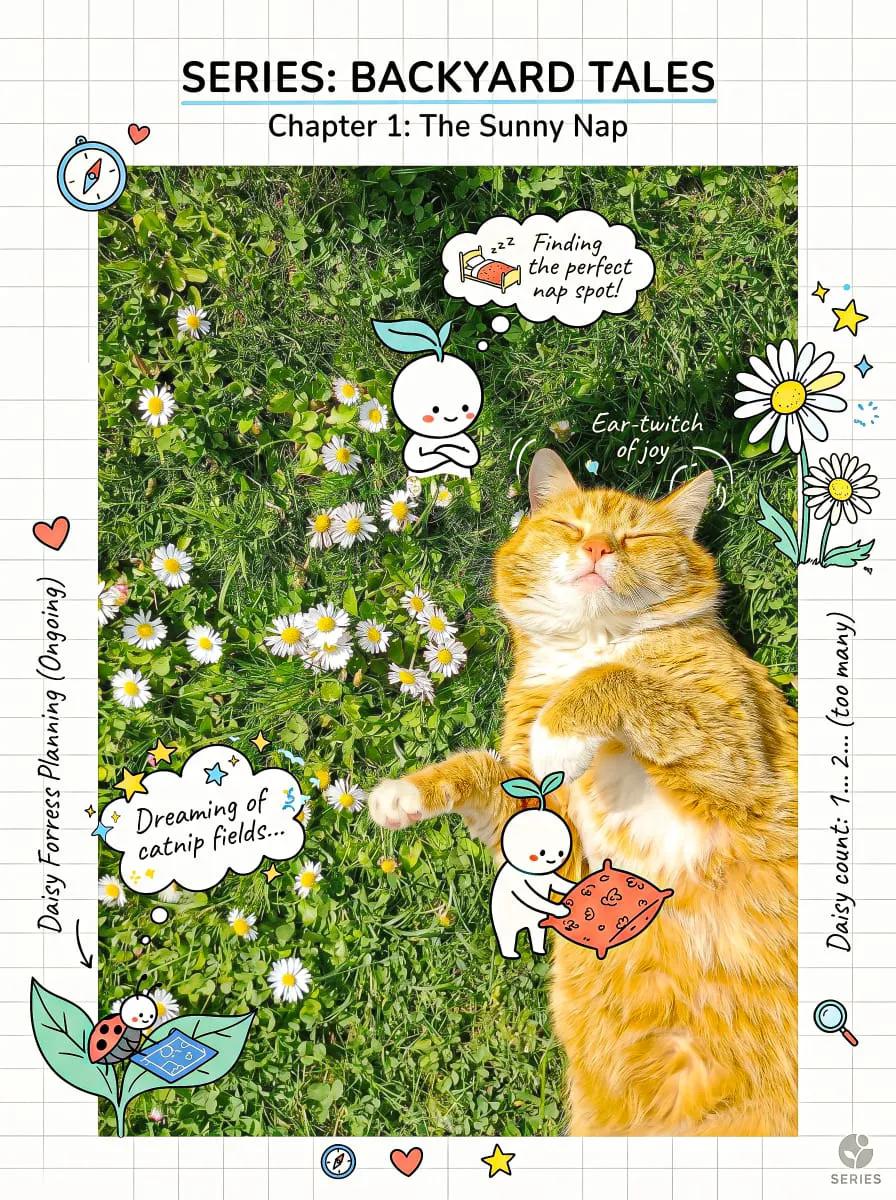 Playful Cat Doodle Story