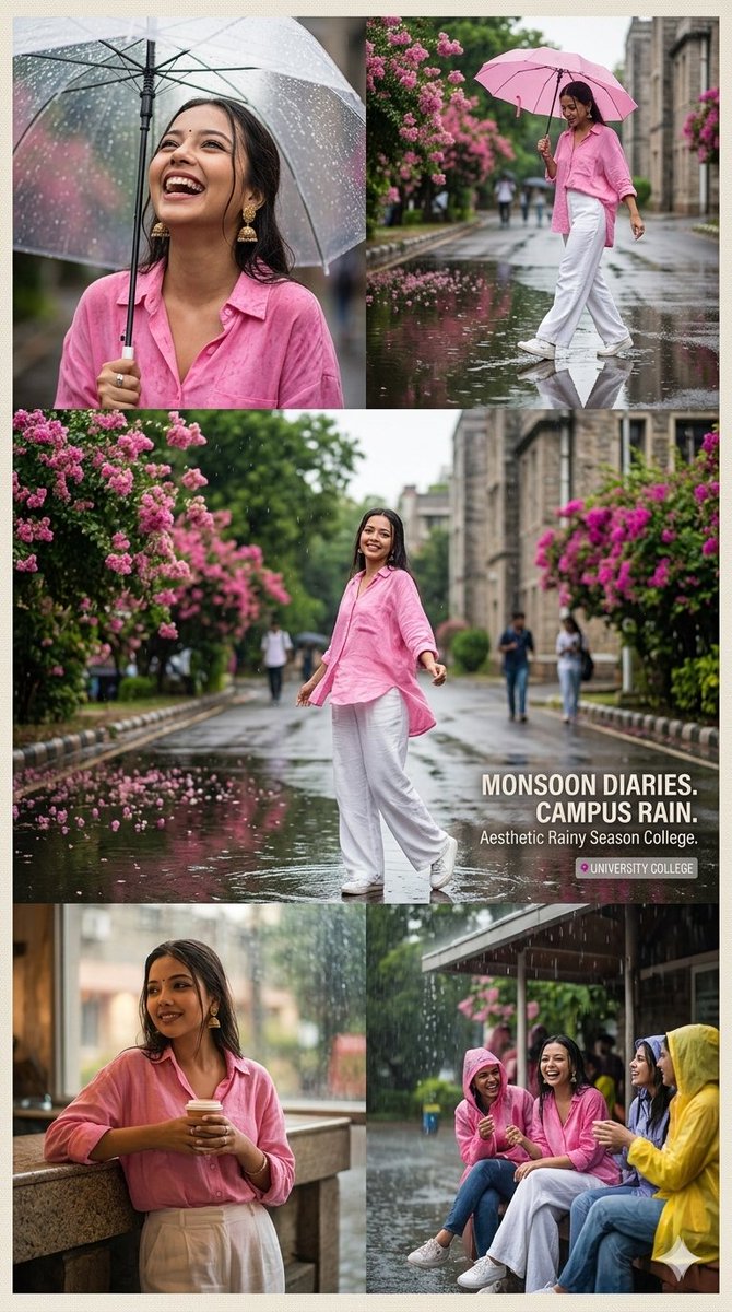 Rainy Campus Poster Collage