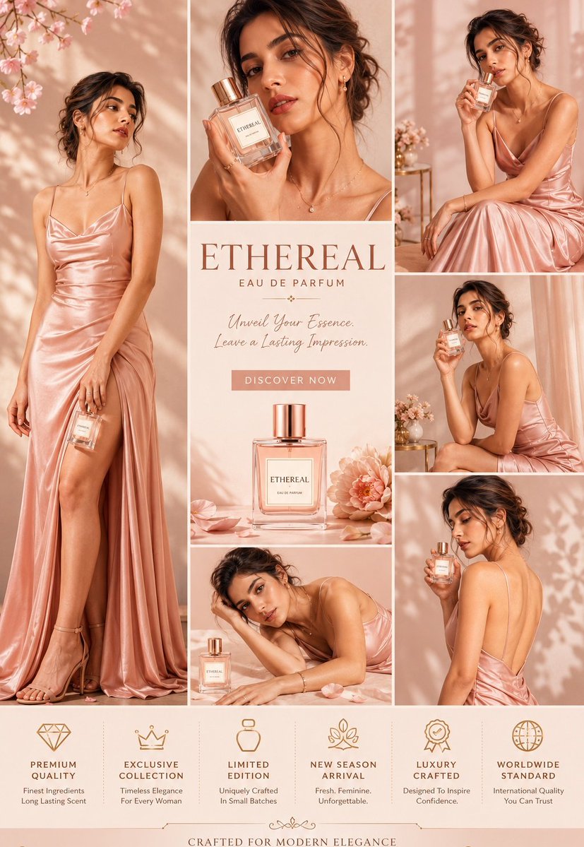 Luxury Perfume Ad Collage