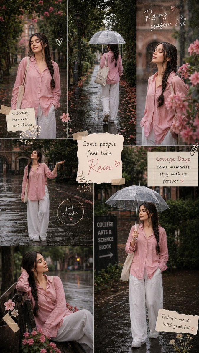 Rainy Campus Moodboard Collage
