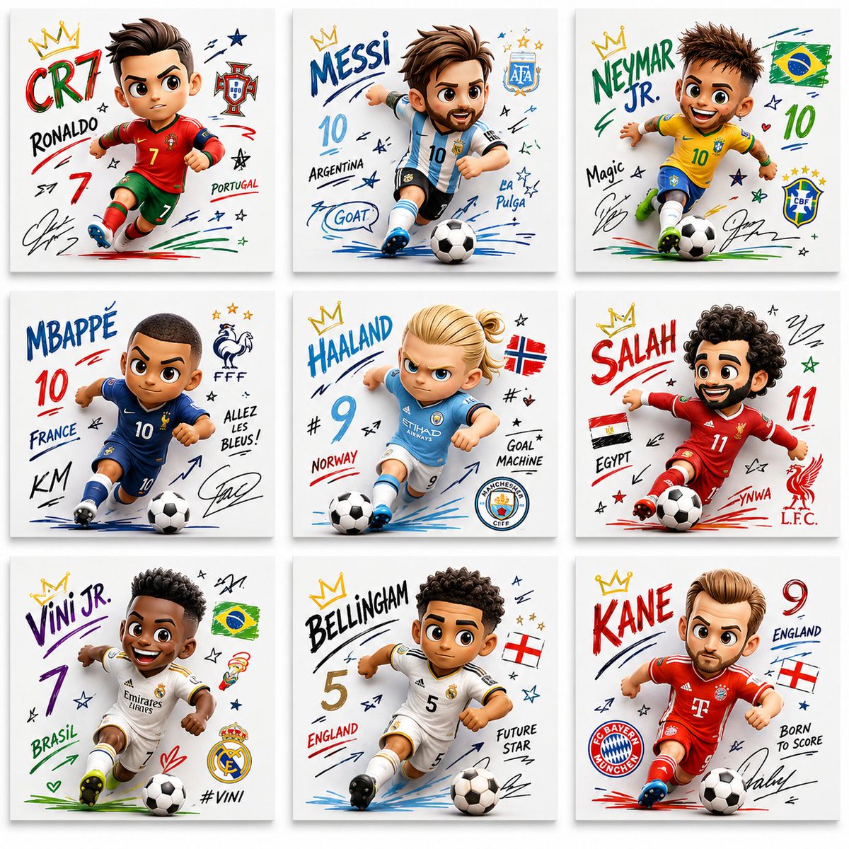Chibi Football Poster Grid