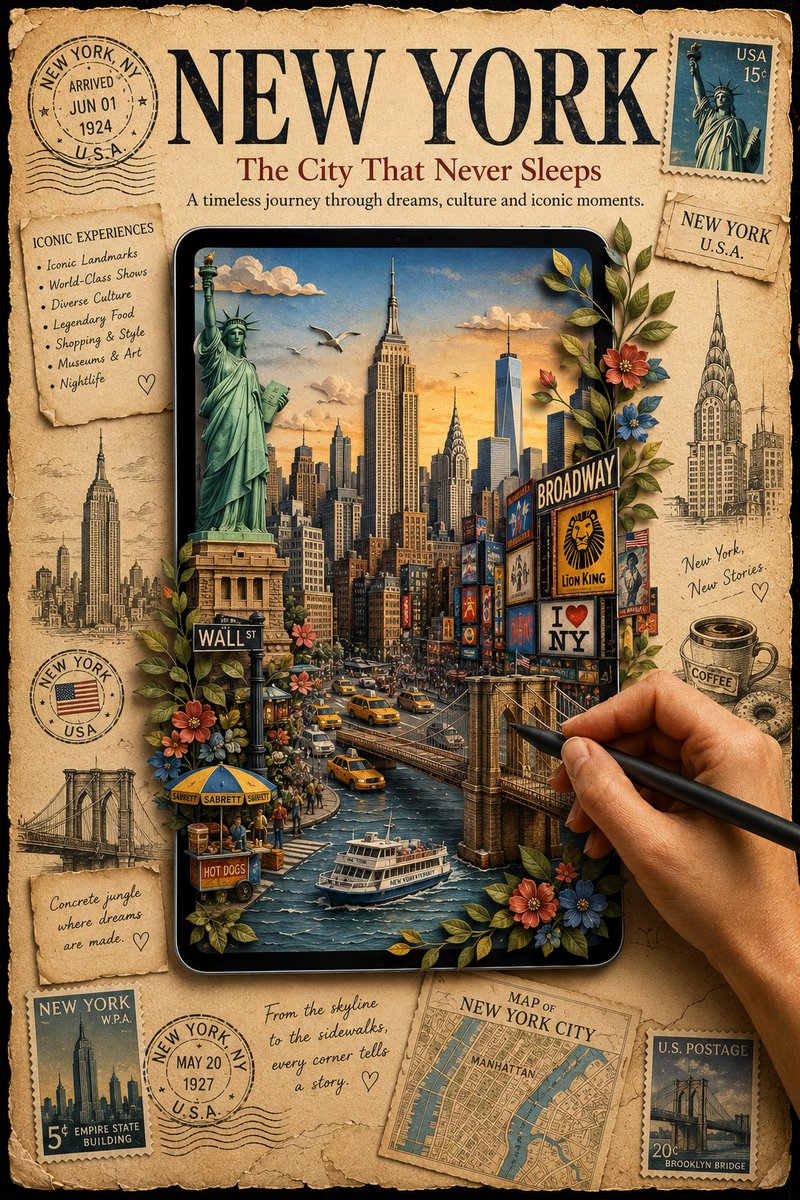 New York Papercraft Travel Poster