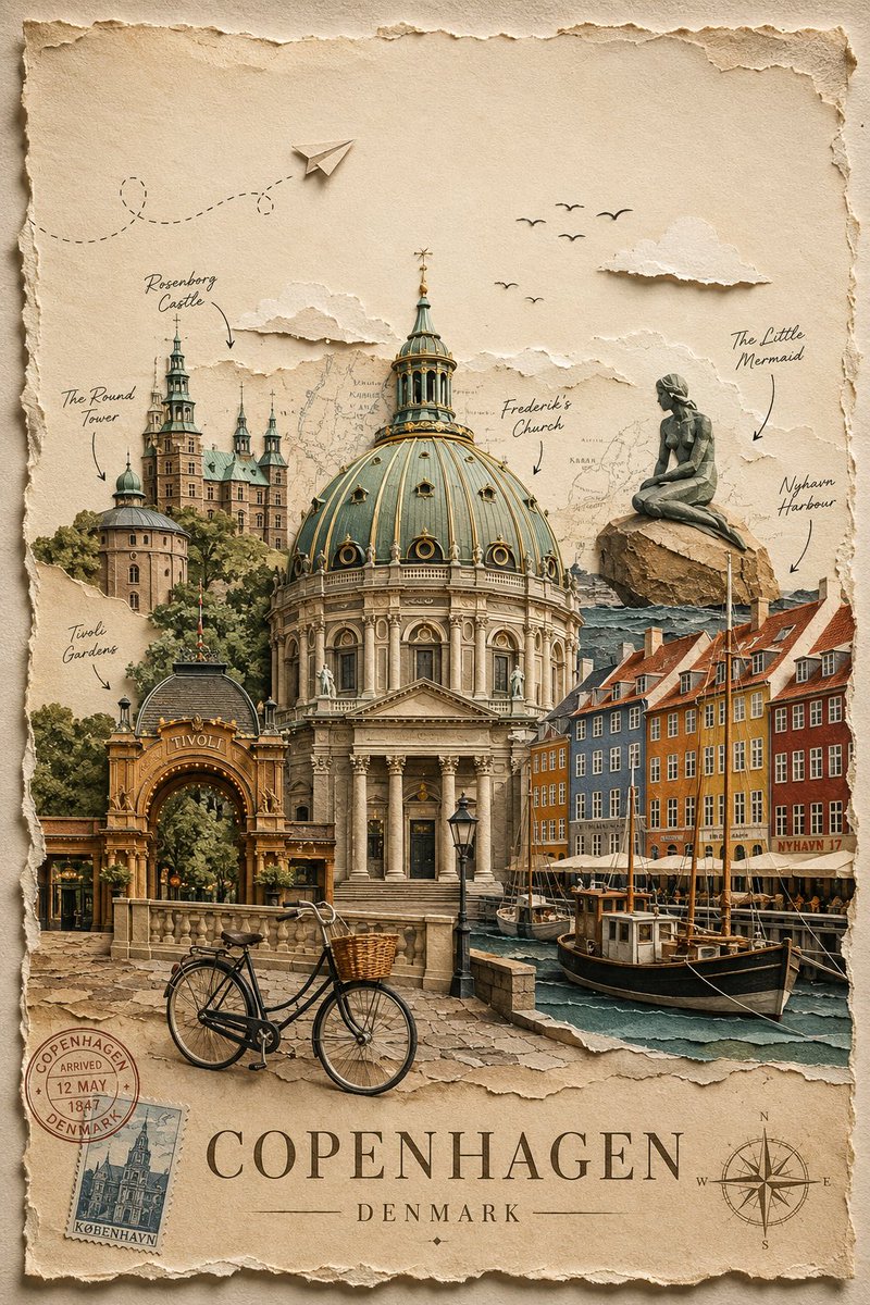 Copenhagen Paper Collage Poster
