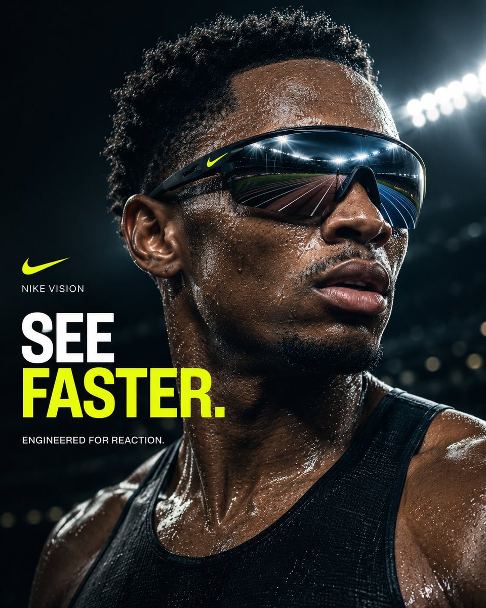 Close-up athlete wearing wraparound sport sunglasses with stadium lights reflected in the mirrored lenses.