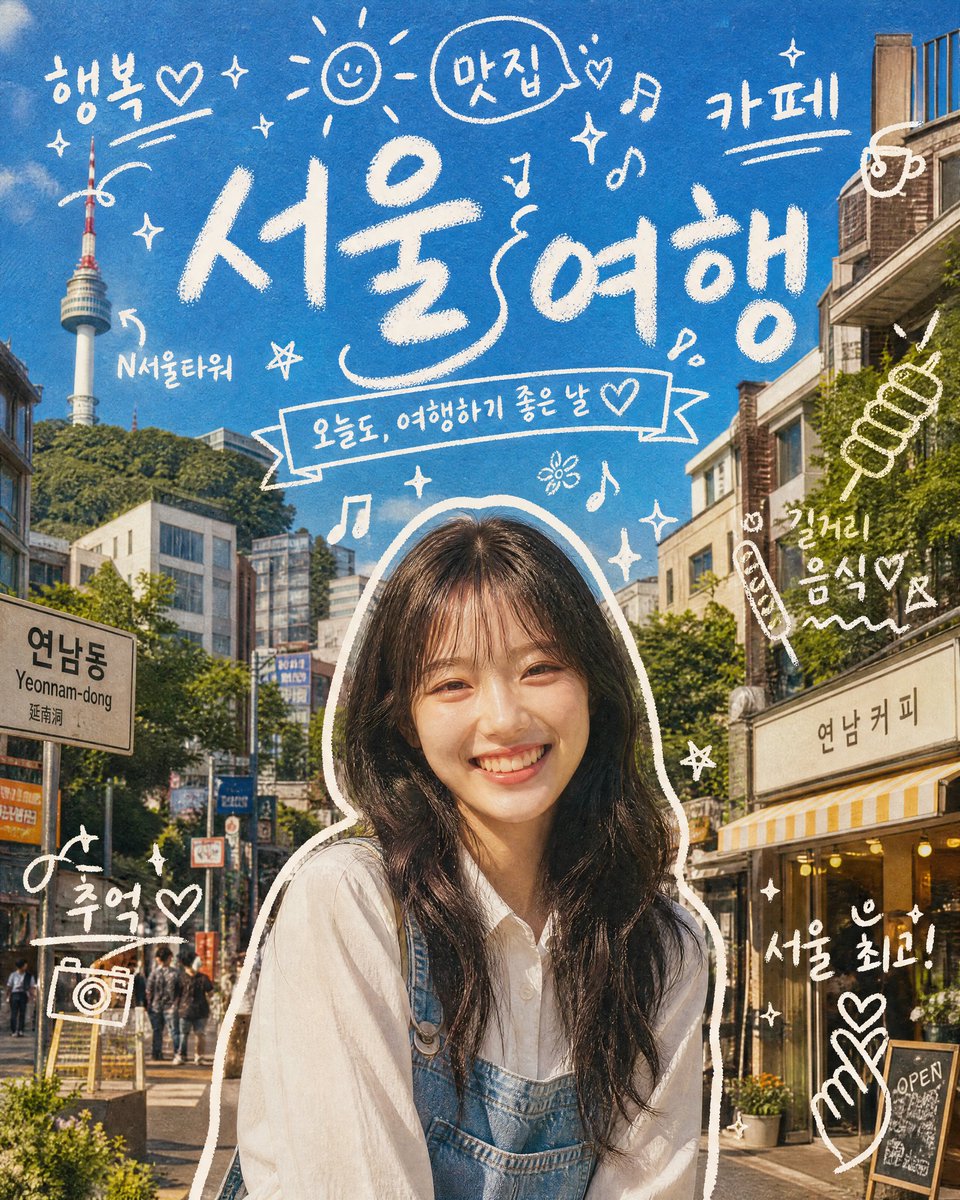 Seoul Travel Doodle Poster