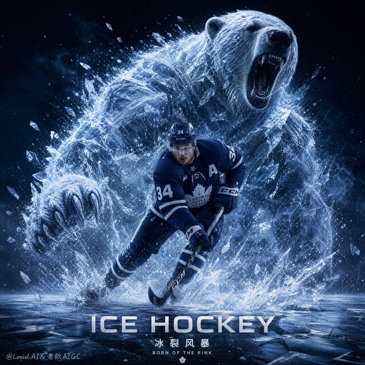 Ice Hockey Bear Storm Poster