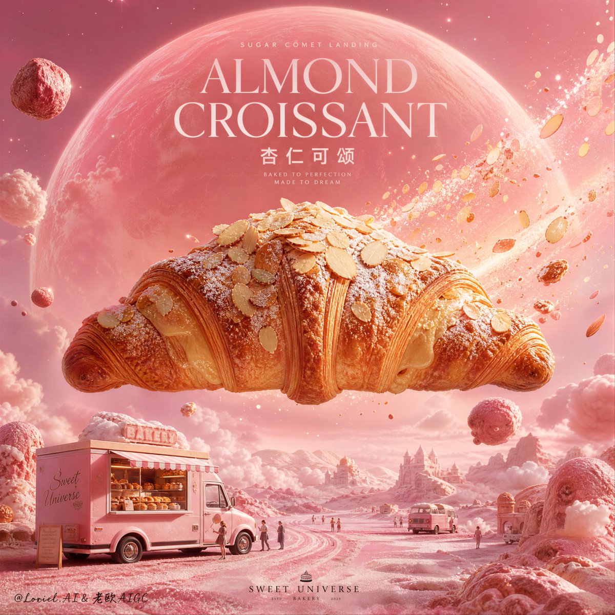Almond Croissant Cosmic Poster