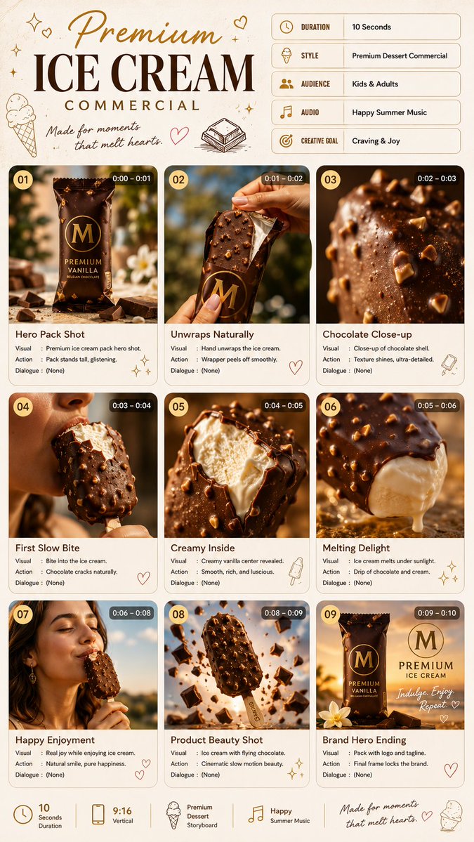 Premium Ice Cream Storyboard