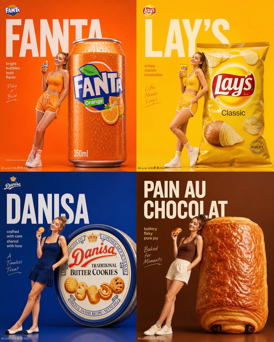 Four-Panel Snack Ad Series