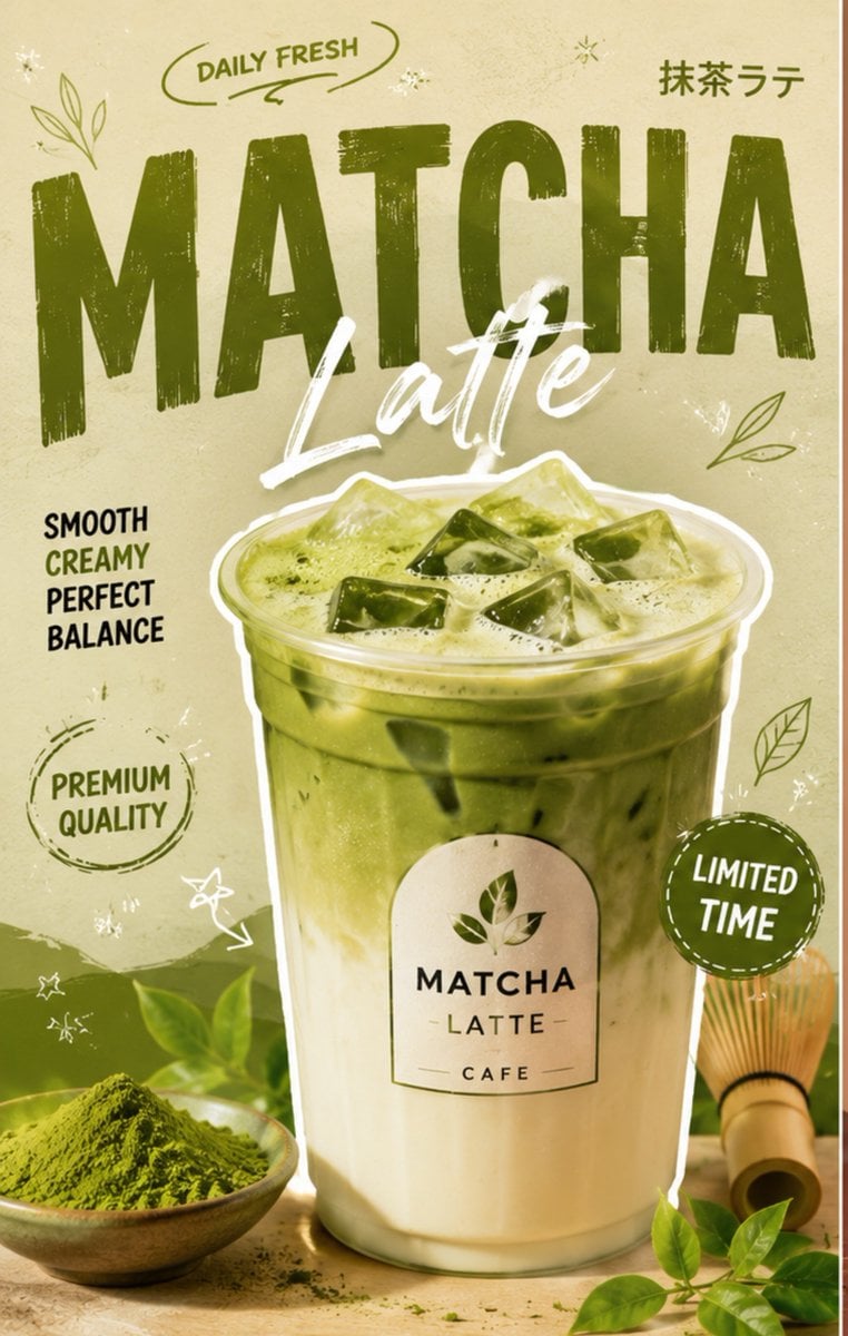 Matcha Latte Café Poster