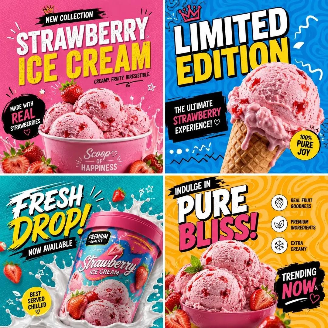 Strawberry Ice Cream Campaign Grid