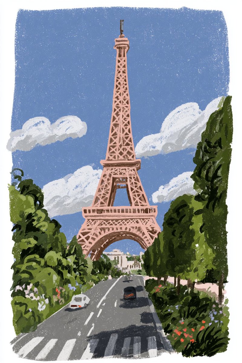 Paris Illustrated Travel Poster