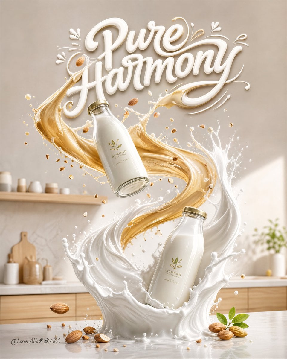 Premium Almond Milk Splash Ad