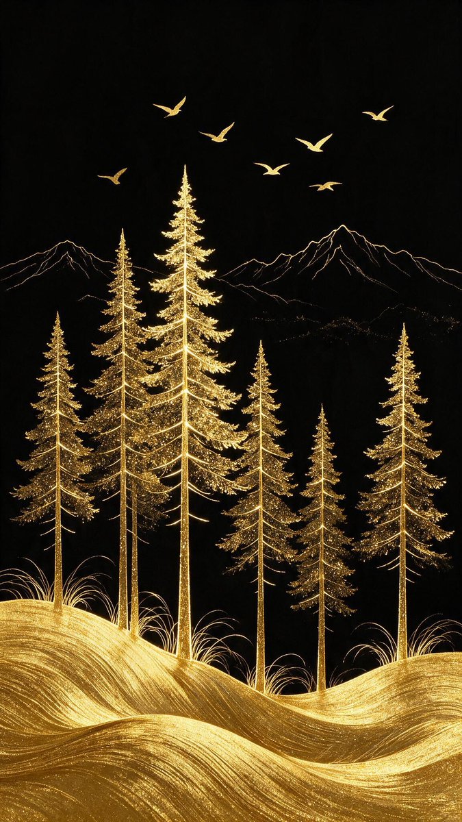 Golden Pine Forest Poster