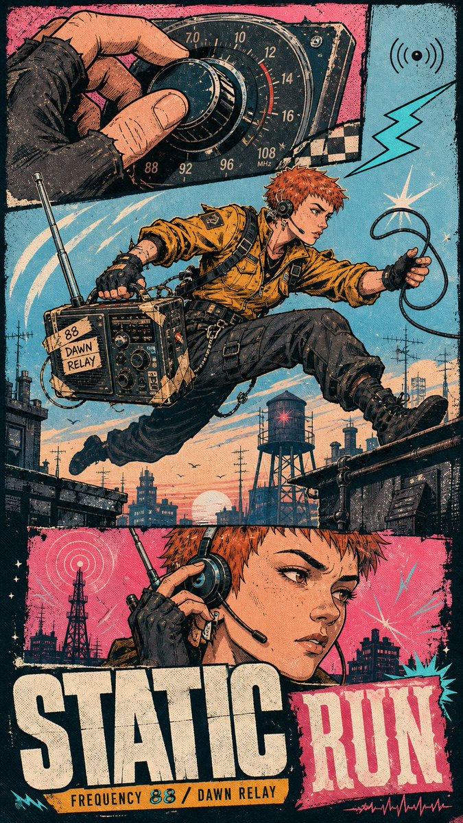 Retro Manga Radio Run Poster
