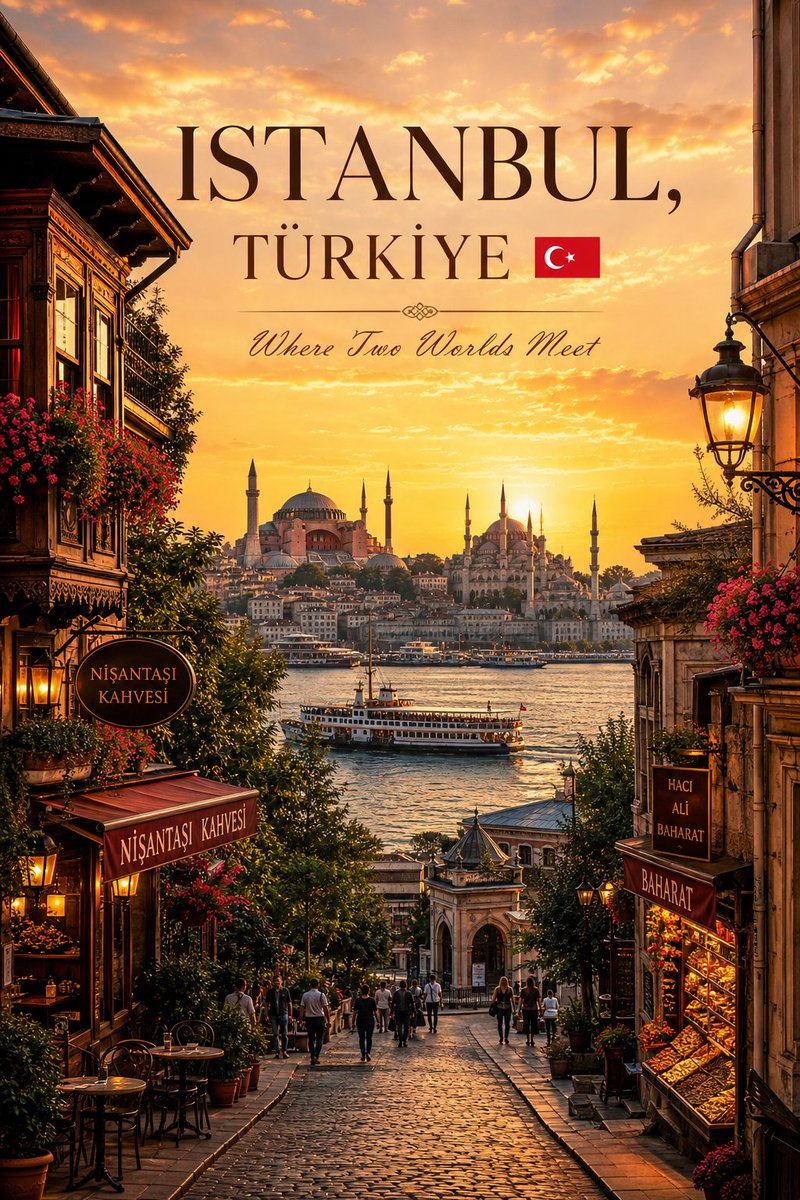 Istanbul Sunset Travel Poster