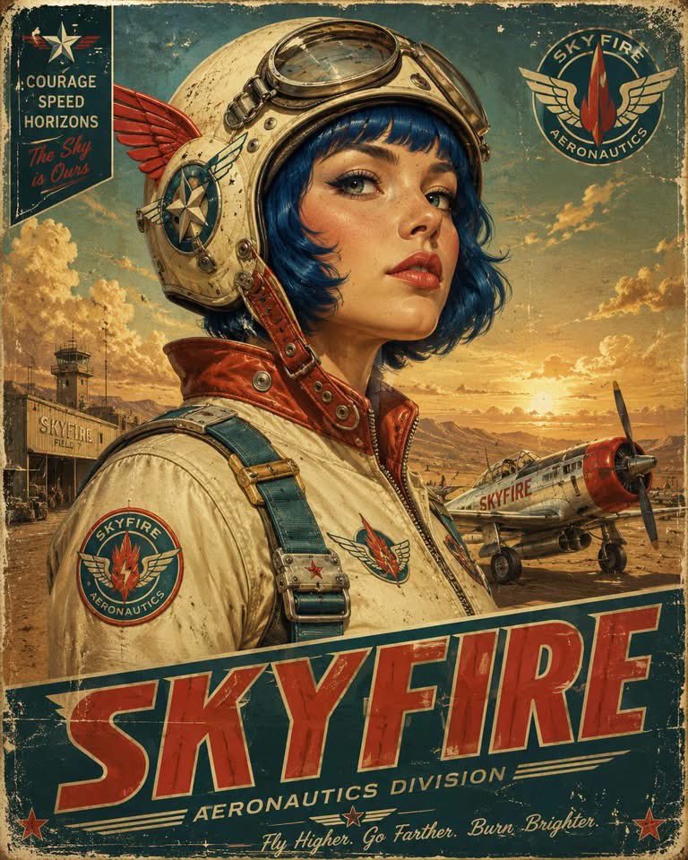 Retro Aviation Pilot Poster