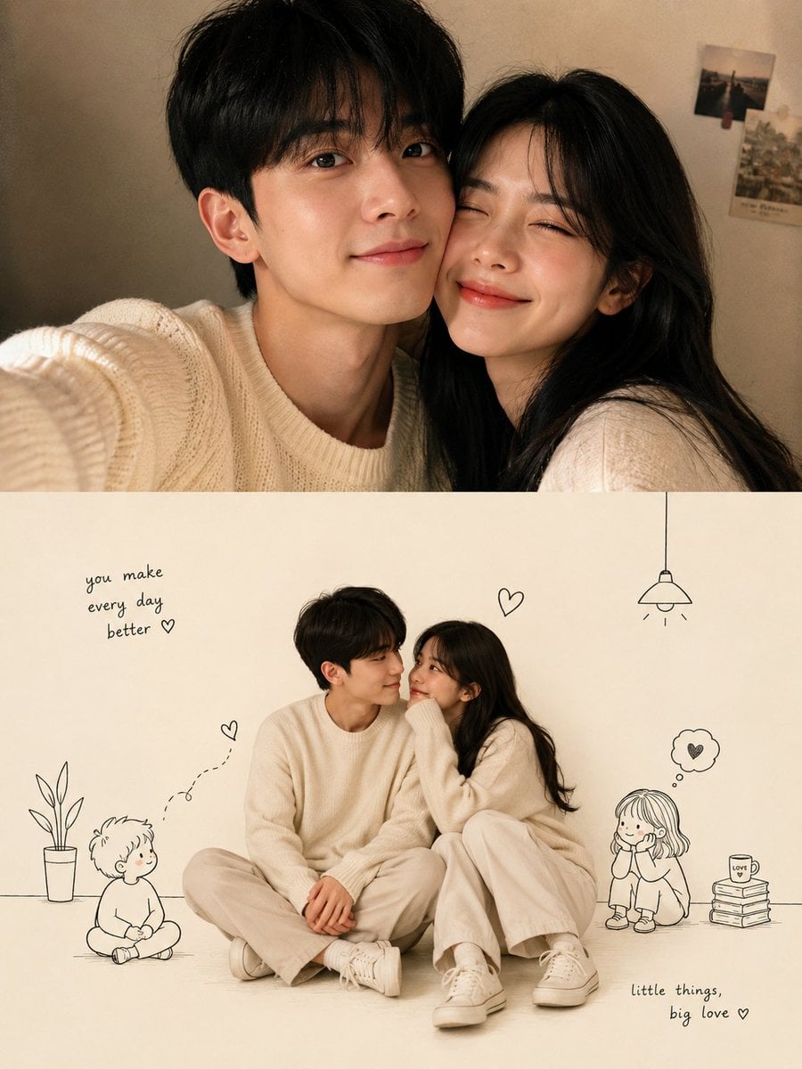 Romantic Couple Doodle Poster