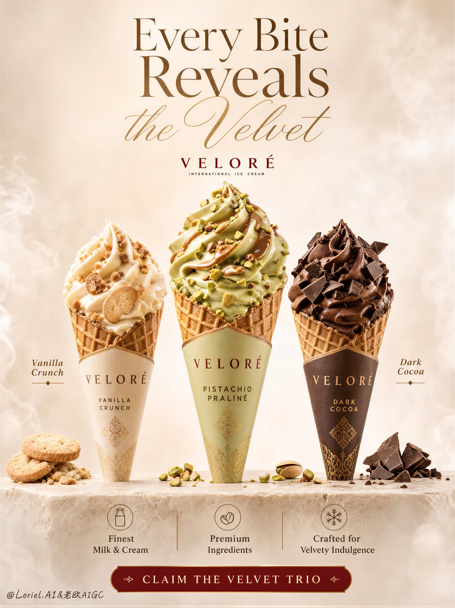 Premium Ice Cream Trio Poster